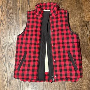 Madewell Fireside Buffalo Red & Black Plaid Sherpa-Lined Vest